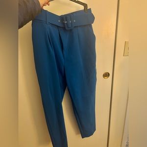 Zara Belted Pants Size L Electric Blue